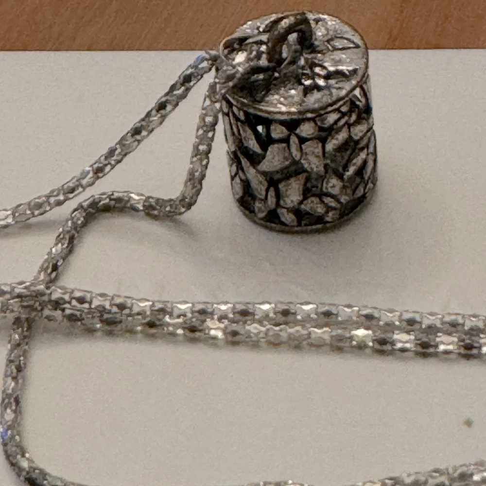Silver Necklace with Cylinder Butterfly Pendant - 20”chain, like new conditions